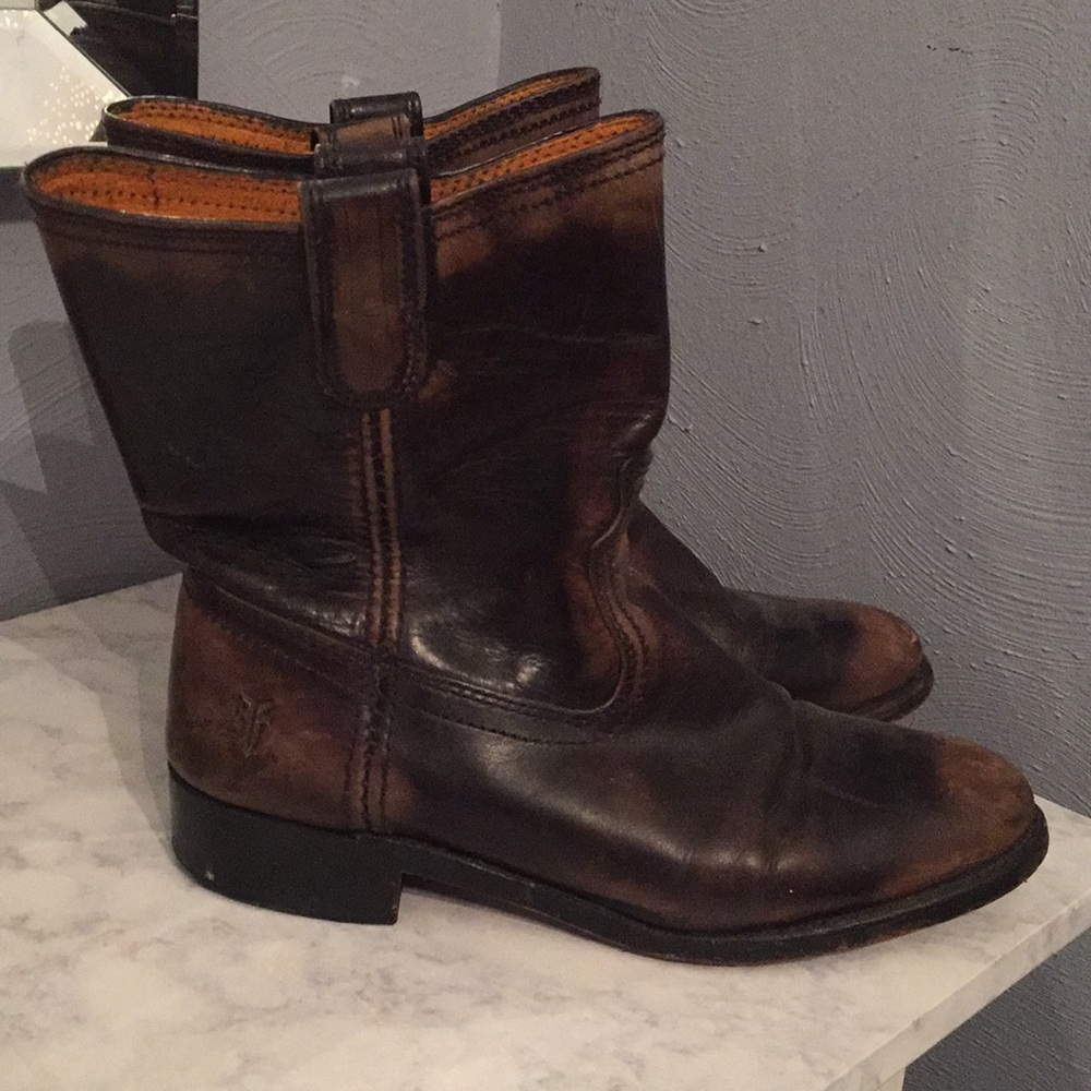 Distressed Frye Ankle Boots